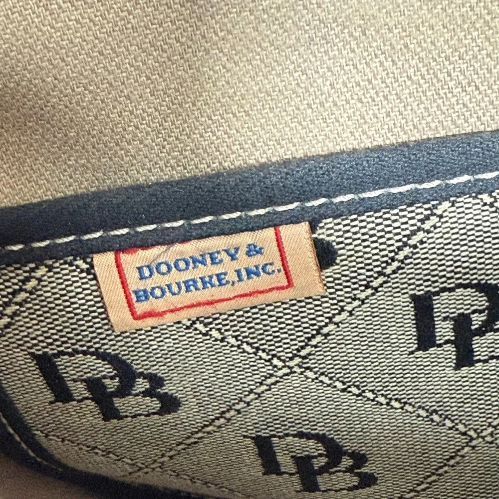 Dooney Bourke DB Signature Canvas Shoulder Tote Bag Black Leather Trim